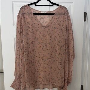 Nordstrom Pleione Floral Sheer Blouse - Pink and Purple